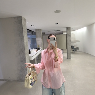 摩登197慵懒风翻领长袖 女2026春季 新款 通勤百搭宽松上衣H219 衬衫