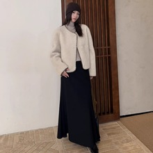 摩登197黑色加绒半身裙女2025冬新款高腰显瘦百搭A字鱼尾裙71005A