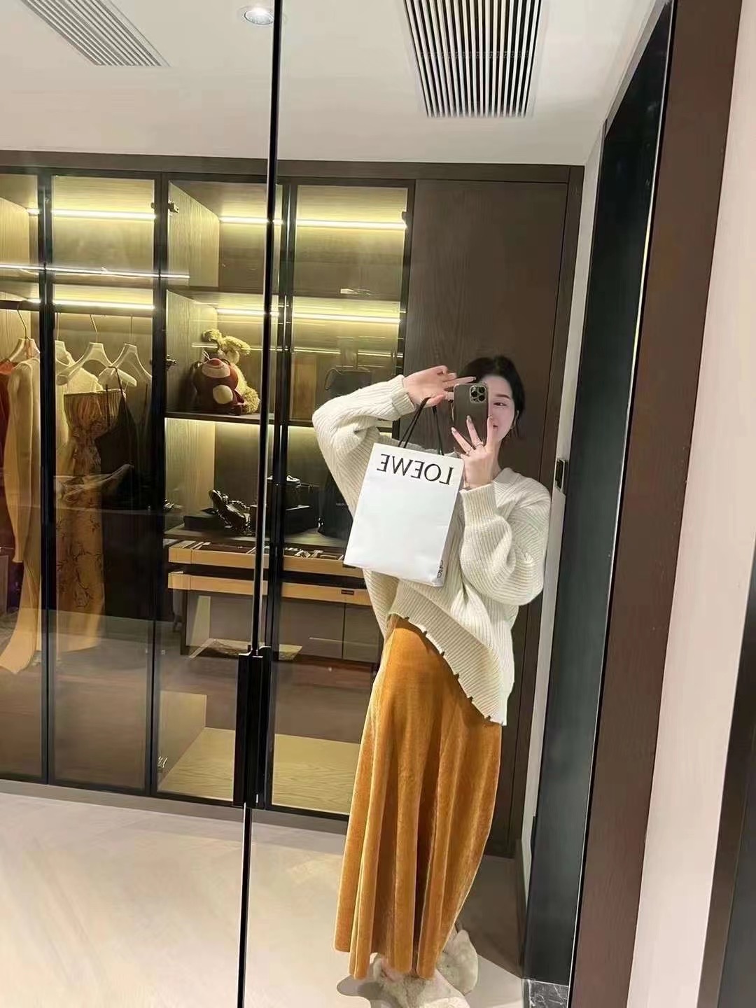 摩登197金丝绒加绒中长款半身裙