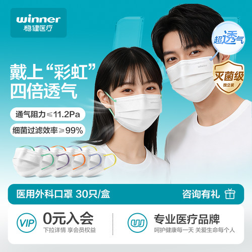 Winner稳健空气口罩夏季薄款透气