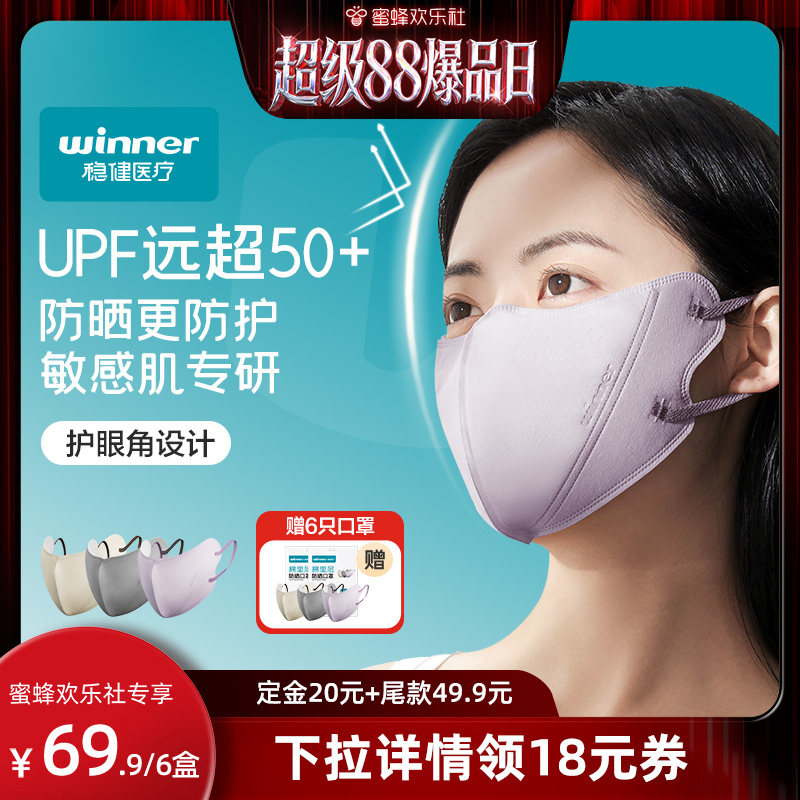 【超级88爆品日】稳健一次性防晒口罩防护口罩防紫外线高颜值 - 实物图