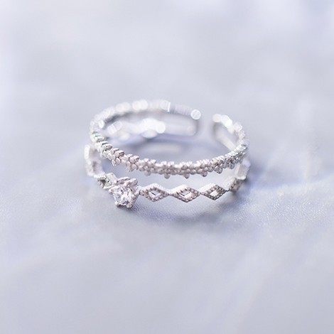 s925银戒指女韩版小清新单钻花边双层甜美开口菱形中指食指戒子,饰品/流行首饰/时尚饰品新,戒指/指环,淘宝优惠券,粉丝福利购,淘宝优惠卷