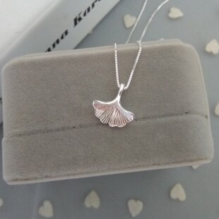 纯银925银项链女森系文艺银杏叶子短款锁骨链甜美气质树叶项链