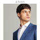 平驳领单排扣英伦风西装 正装 男商务修身 ANOS春秋休闲蓝色西服套装