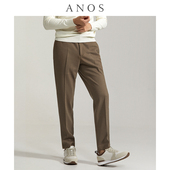 直筒修身 男士 厚款 垂坠感休闲西装 子 ANOS冬季 商务裤 人字纹毛呢西裤