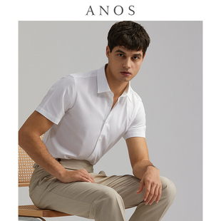 冰丝薄款 短袖 衬衫 高级感商务休闲免烫抗皱衬衣 ANOS夏季 男士 修身