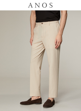 ANOS秋季休闲泡泡纱西裤男松紧弹力腰轻盈透气微弹修身抗皱裤子