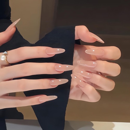 甄嬛华妃同款气质冰透裸色手工光疗甲可拆卸穿戴甲新娘孕妇可用