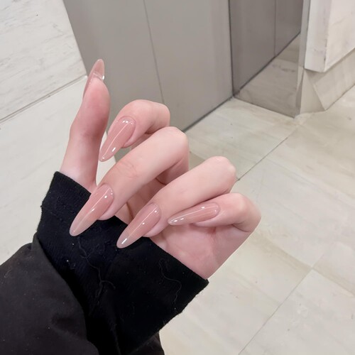 高级纯手工穿戴甲华妃摸脸纯色长款冰透裸色美甲贴片成品甄嬛同款