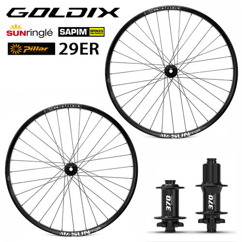 GOLDIX 29寸山地碟刹自行车轮组DU30/35太阳车圈370花鼓32孔boost