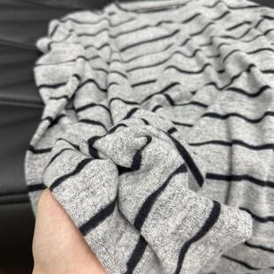 早秋通勤穿搭女慵懒风chill撞色条纹长袖T恤休闲磨毛加厚打底上衣