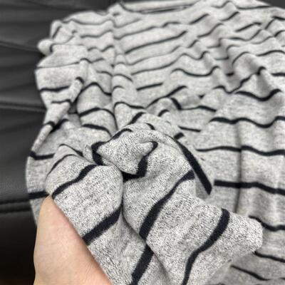 早秋通勤穿搭女慵懒风chill撞色条纹长袖T恤休闲磨毛加厚打底上衣