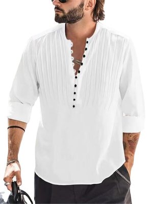 2023 Men's Cotton Hemp Casual Slim Fit Long Sleeve Shirt