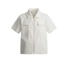 短款简约夏季感anfit翻领le短袖肌理休闲嘻哈衬衣衬衫c男款纯色51