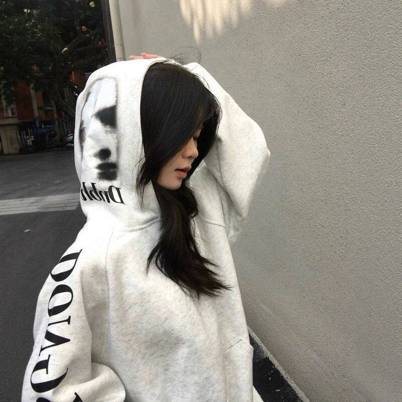 字母2026卫衣女连帽冬季春秋印花外套宽松美式情侣学院风高街潮牌