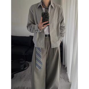 外套格子衬衫 高智卡其c春季 衬衣anfit复古男款 单穿 le通勤百搭美式