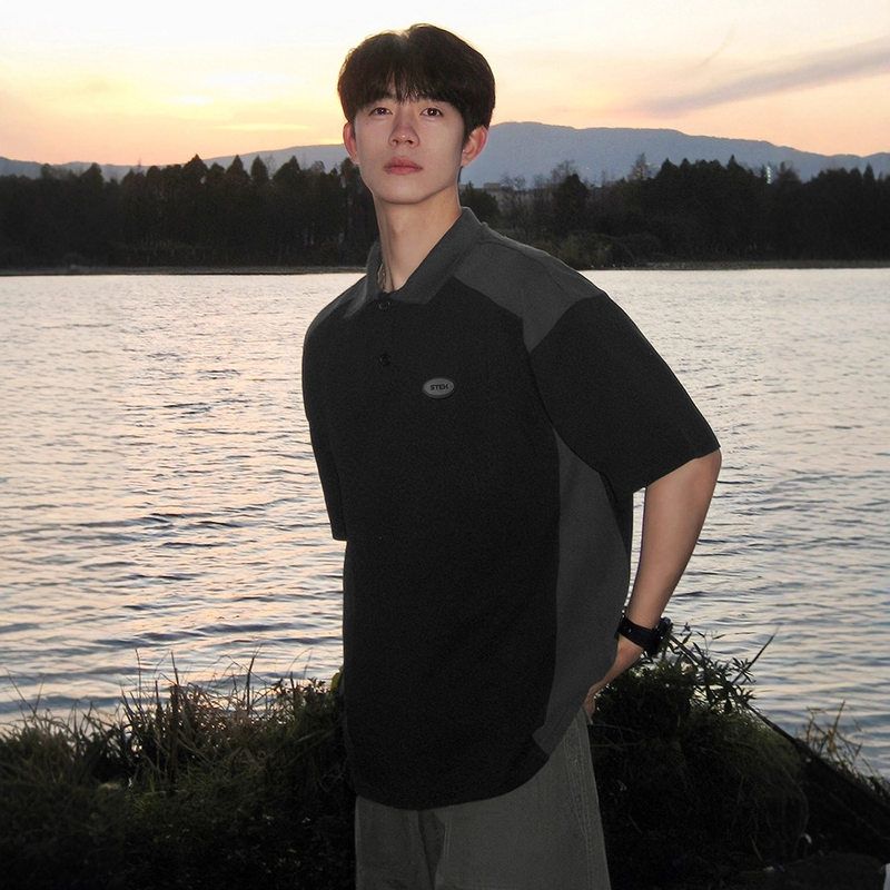 男款男olo短袖夏季风翻领上衣感