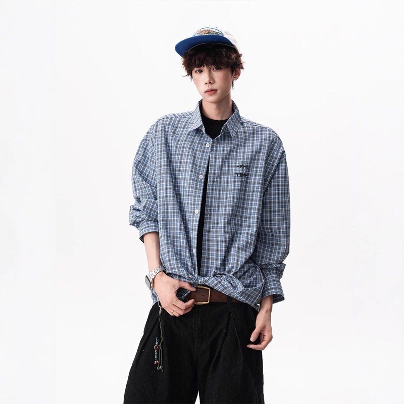 刺绣休闲2025设计感少年感蓝宽松