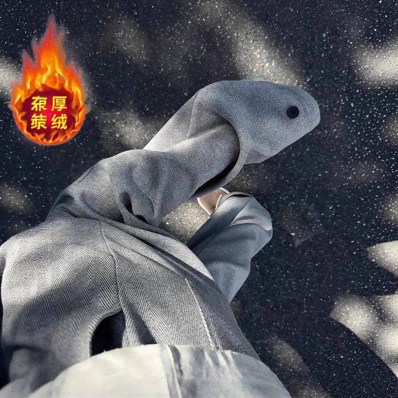 风垂感慵懒秋冬风阔腿裤裤子加绒男款休闲裤bf毛呢雪尼尔宽松老钱