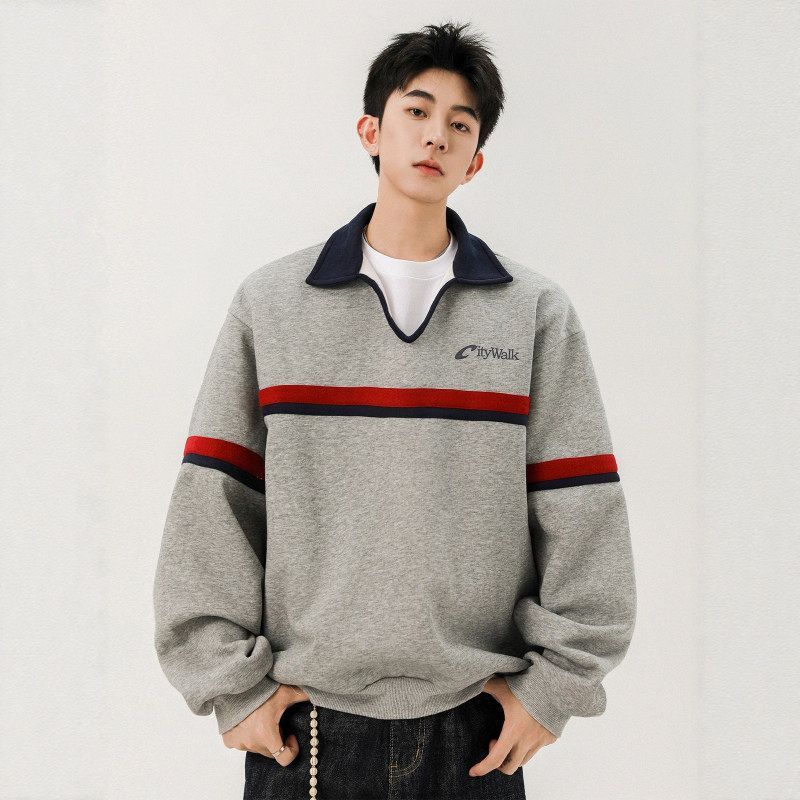 男olo秋季条纹牌上衣运动风潮