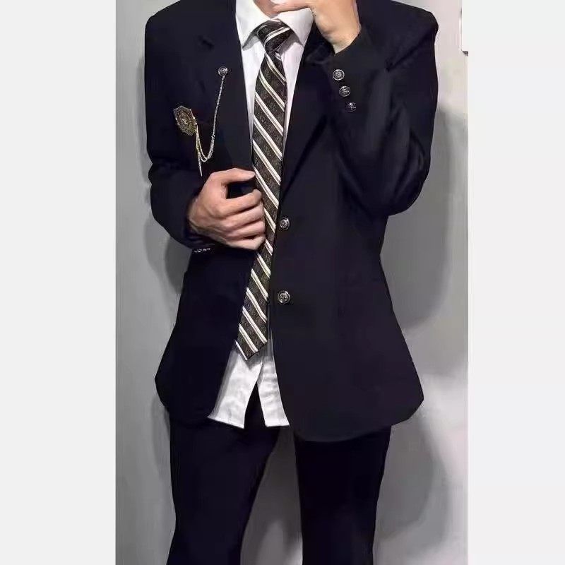 学院风西装日系校供制服徽章西服dk外套情侣感高级感春秋痞帅男款
