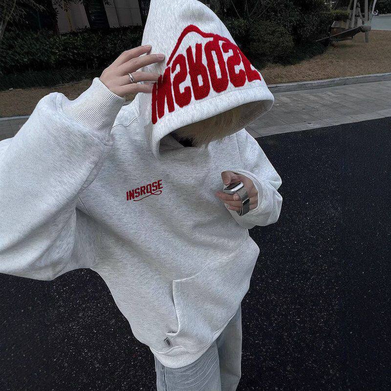 卫衣帽衫加绒刺绣毛巾外套高街男美式情侣装秋冬纯棉宽松连帽女潮