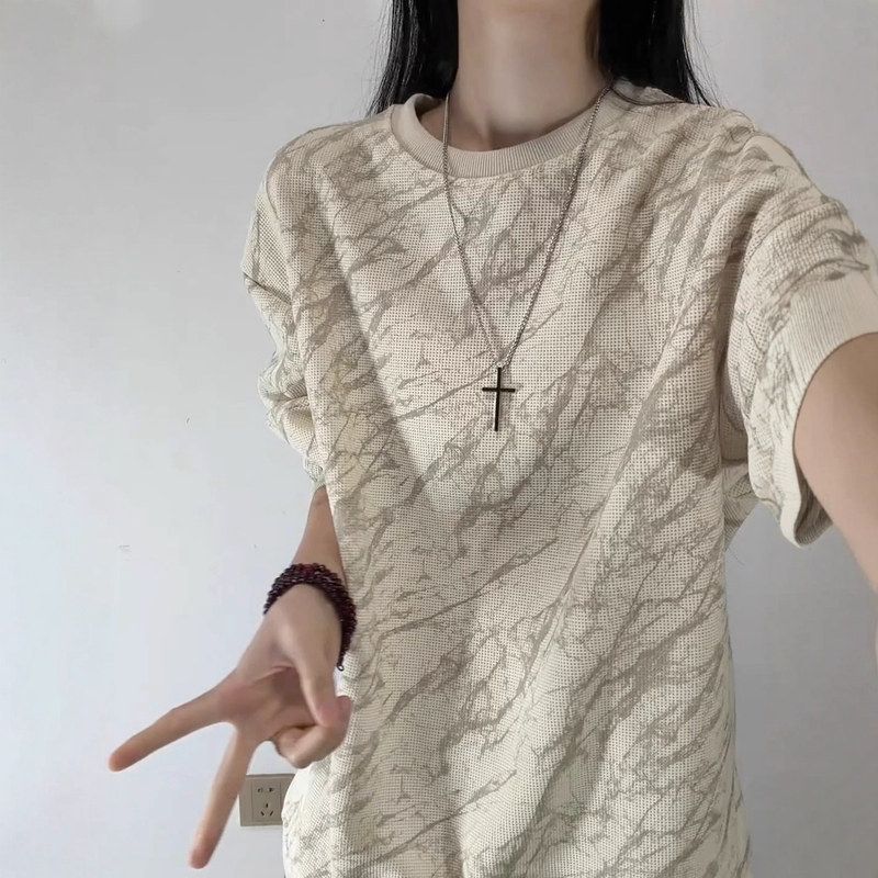 印花圆领重磅恤冬季美式上衣