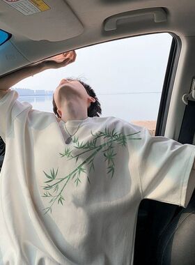 oversizet恤休闲中国风220g短袖纯棉男装新中式中袖夏百搭白色