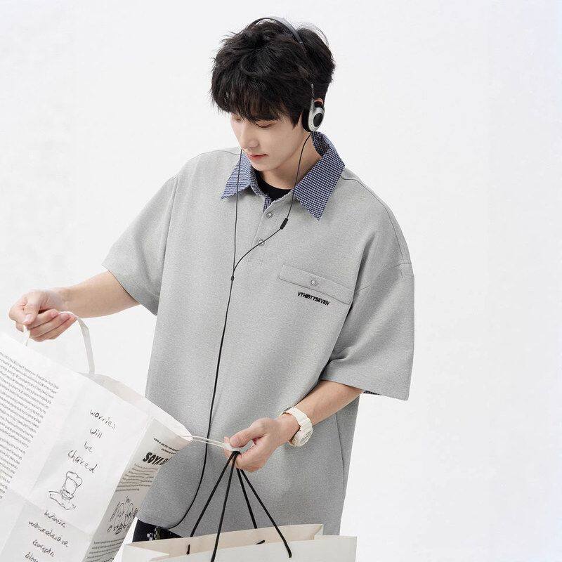 半袖OLOP短袖假两件美式新款痞帅T恤男宽松2026高级感夏季上衣衫