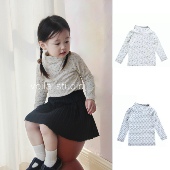 欧美女宝宝进口匹马棉T恤高领长袖 上衣内搭秋衣打底衣A类全棉sp