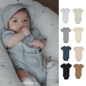 薄款 丹麦ins婴儿莫代尔棉坑条短袖 包屁衣无骨三角哈衣夏季 爬服mar