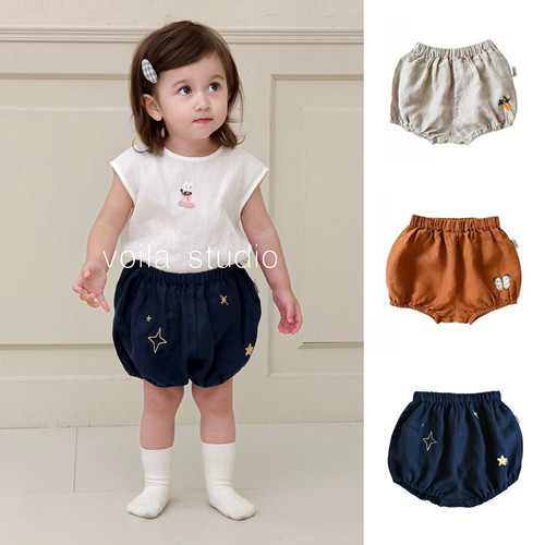 A类薄款花苞裤纯亚麻透气泡泡裤