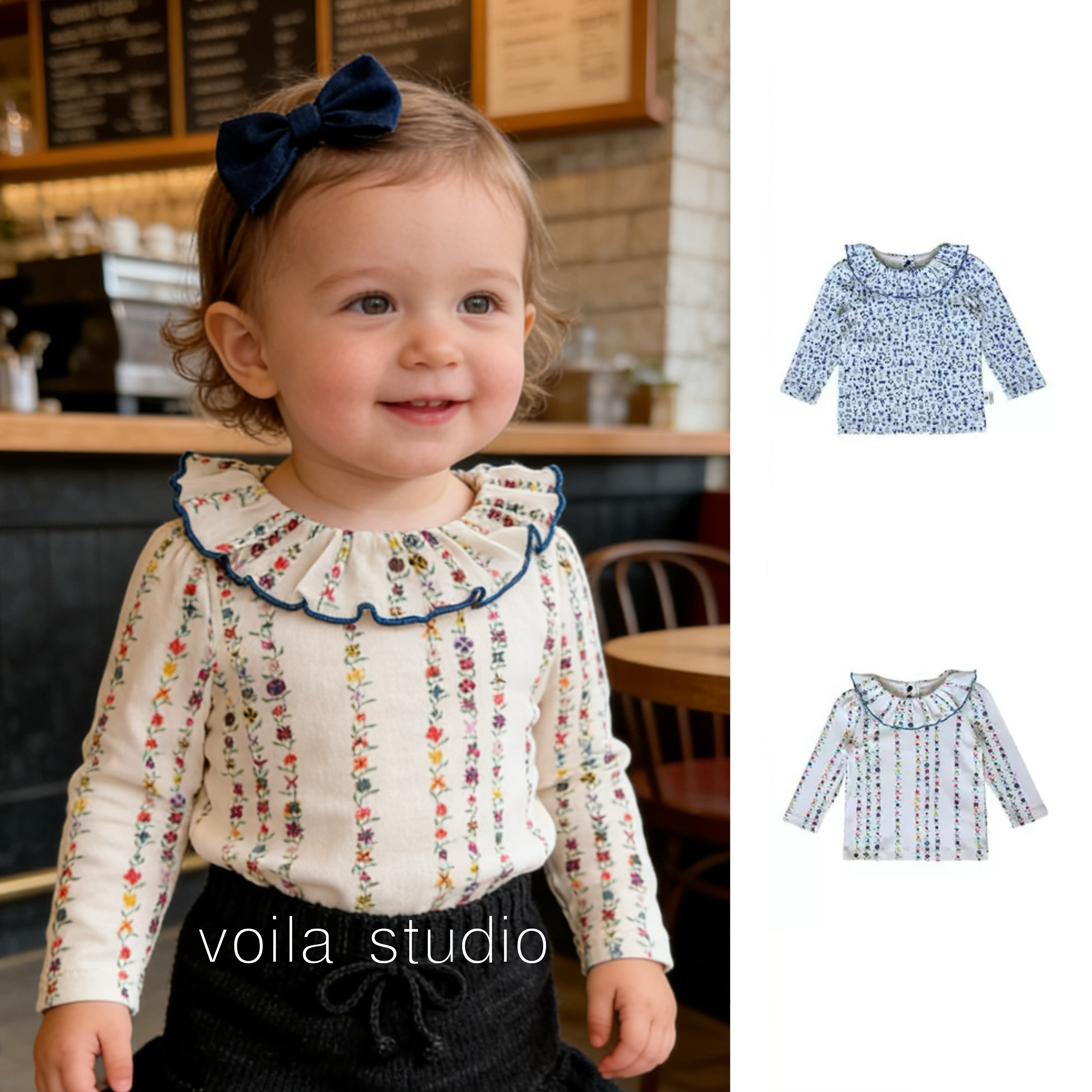 女宝宝花边领长袖上衣春秋打底衣t恤A类全棉进口匹马棉英伦MP风