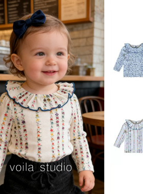 女宝宝花边领长袖上衣春秋打底衣t恤A类全棉进口匹马棉英伦MP风