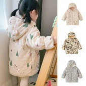 北欧风婴儿冬季 棉服外套男女宝宝熊耳朵连帽夹棉加厚棉衣保暖ks
