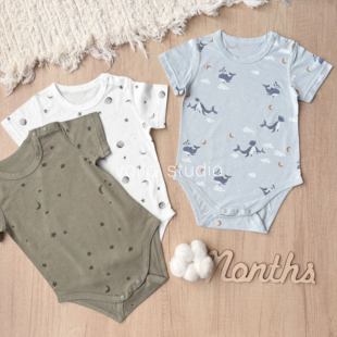 ins婴儿夏季竹棉短袖包屁衣三角爬服无骨哈衣睡衣薄款A类男女宝宝