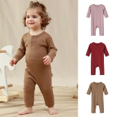 mar莫代尔棉经典 坑条连体衣爬服无骨内搭婴儿打底衣宝宝睡衣北欧