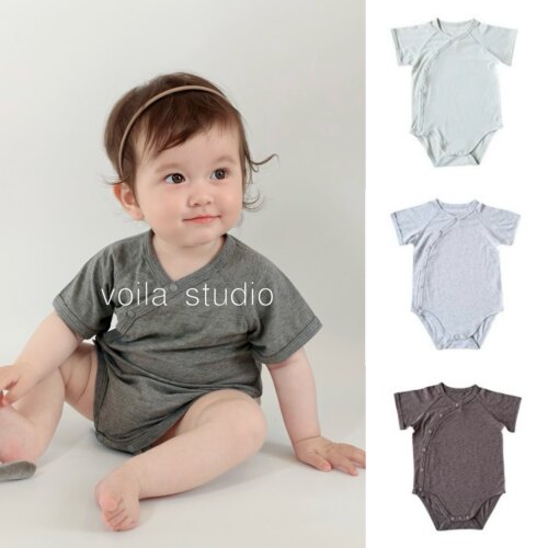 纯色竹棉薄款短袖包屁衣a类无骨