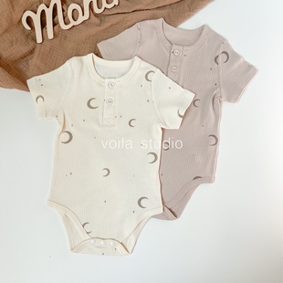 爬服tsm 坑条三角哈衣宝宝夏季 mar莫代尔棉短袖 包屁衣无骨ins经典