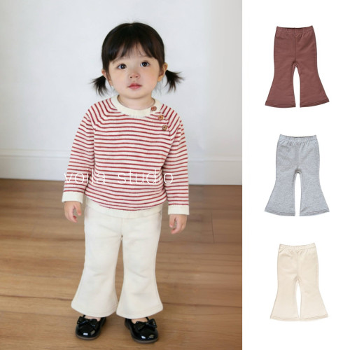 女宝宝纯色喇叭裤A类精梳棉