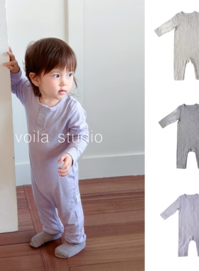 天丝羊毛婴儿连体衣无骨A类纯色春秋薄长袖打底睡衣内搭宝宝爬服