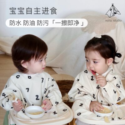 A类宝宝吃饭防水罩衣柔软反穿衣