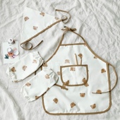 ins韩国儿童宝宝吃饭围裙围兜防水画画反穿衣袖 套头巾TPU过家家