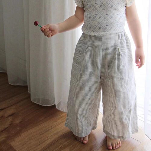女宝宝法式chic亚麻阔腿裤A类