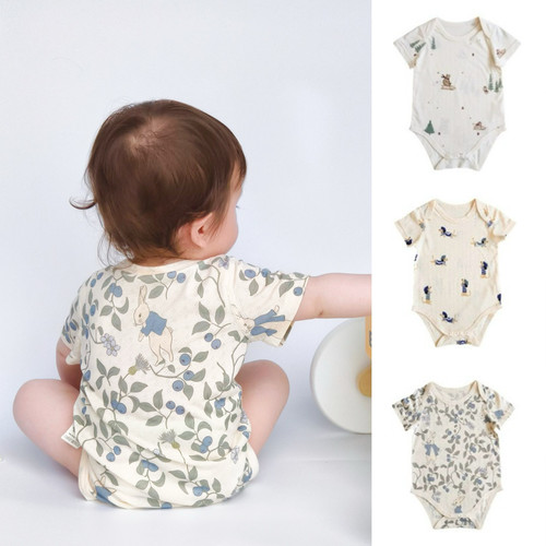 超透气~竹棉网眼短袖三角爬