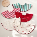 韩版ins婴儿滚边口水巾纯棉双面口水兜宝宝围嘴新年圣诞节日红色