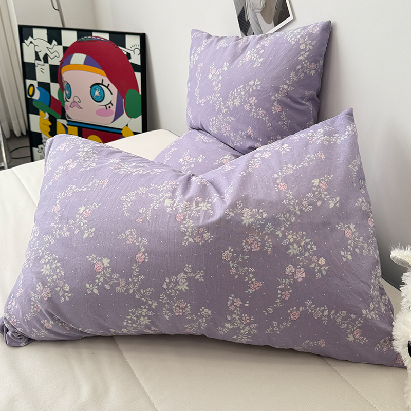 ins韩式紫色小清新枕套一对装