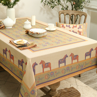 ekelund美式高端桌布复古氛围感长方形餐桌布高级感茶几桌布布艺