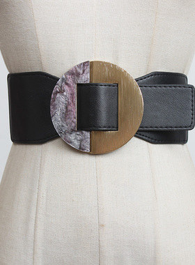 黑色简约风弹力松紧女士腰带