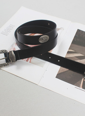 美式复古y2k腰带女个性重工铆钉小众设计感黑色皮带辣妹百搭裤带